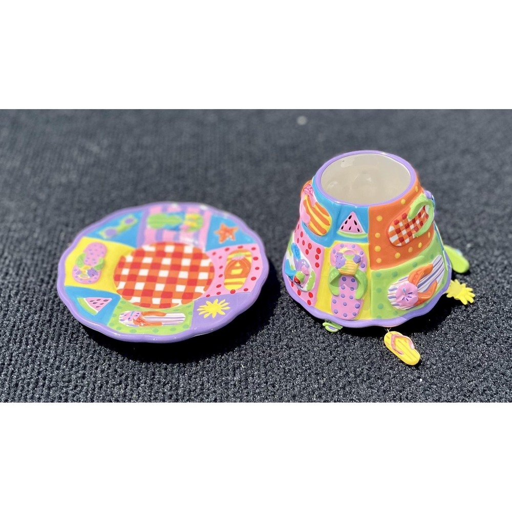 Yankee Candle Michal Sparks Summer Shade Jar Topper‎ Plate Set Sun Flip Flops